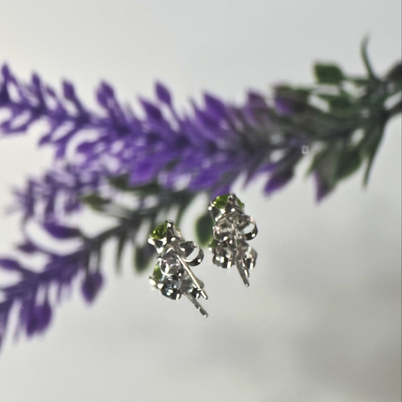 Genuine Peridot Sterling Silver Earrings. - Picture 3 of 9